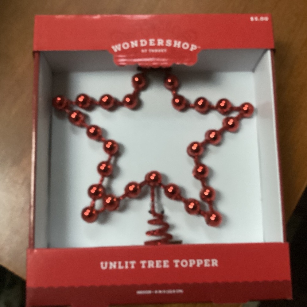 Wondershop Unlit Red Star Tree Topper Bundle New Red 9” H